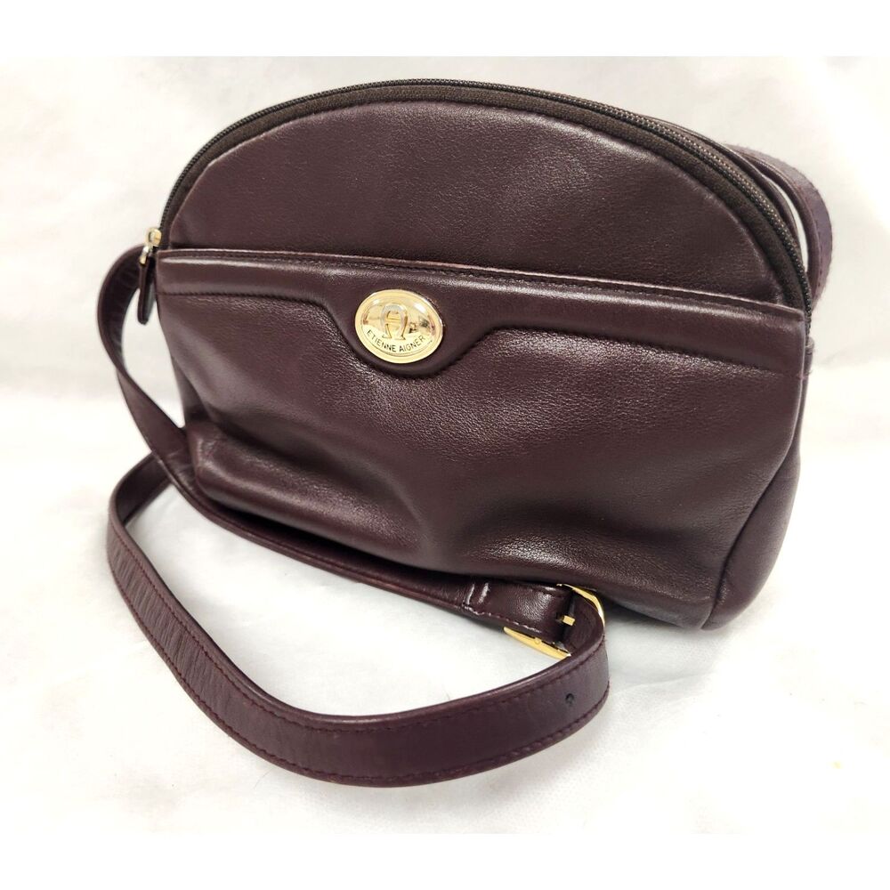 Etienne Aigner Crossbody Classic 100% Cowhide Leather Bag Brown Shoulder Purse